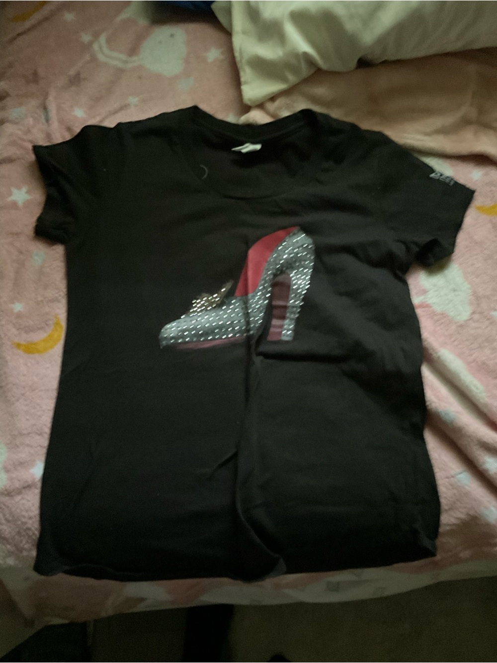 & Other Stories Black Short-Sleeve Tee with Studded Shoe Graphic